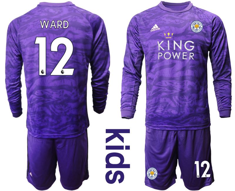 Youth 2019-2020 club Leicester City purple long sleeved Goalkeeper #12 Soccer Jersey
